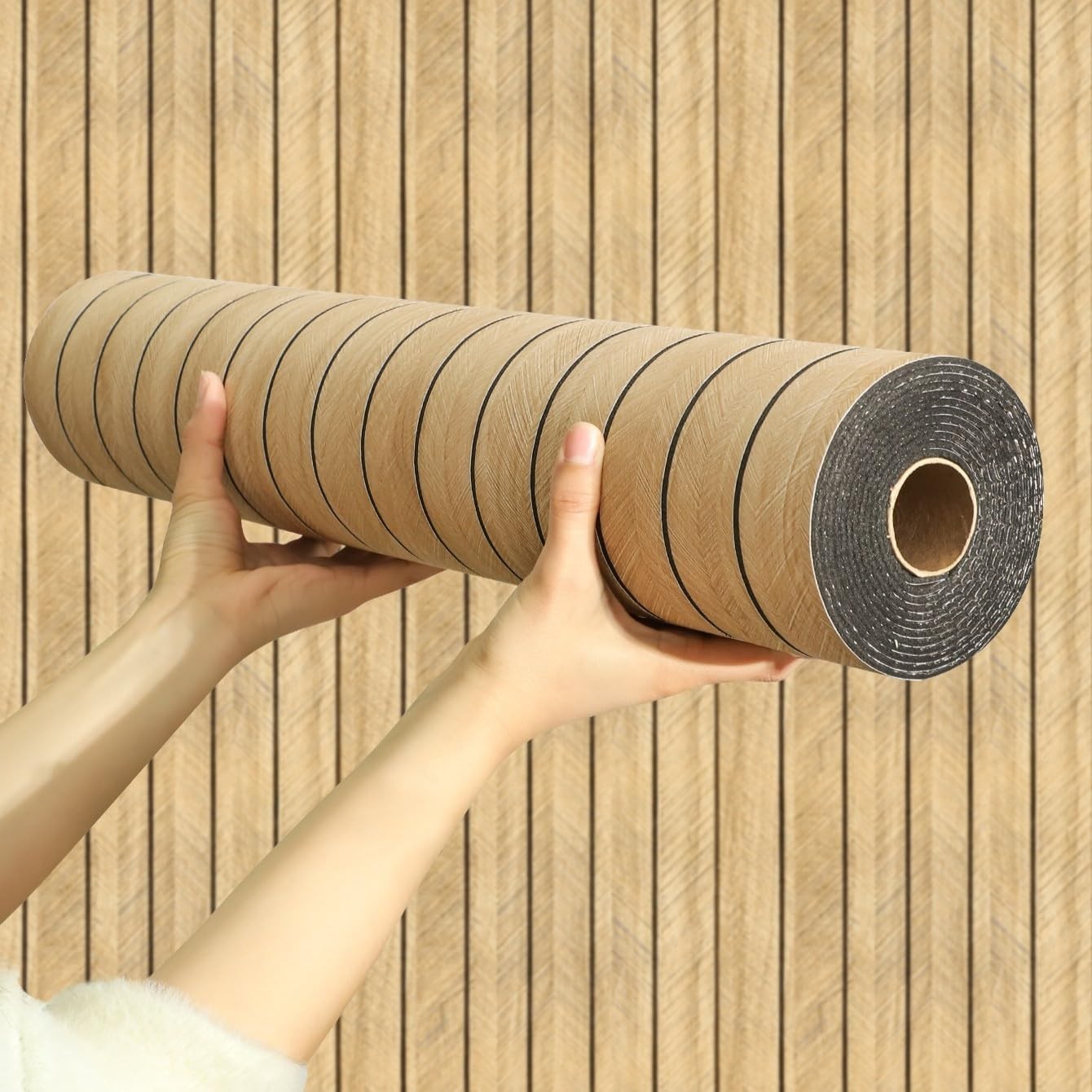 Wood Grain Slat 3D Wall Panel -15.75"x118"Soundproof Self-Adhesive Wall Stick…