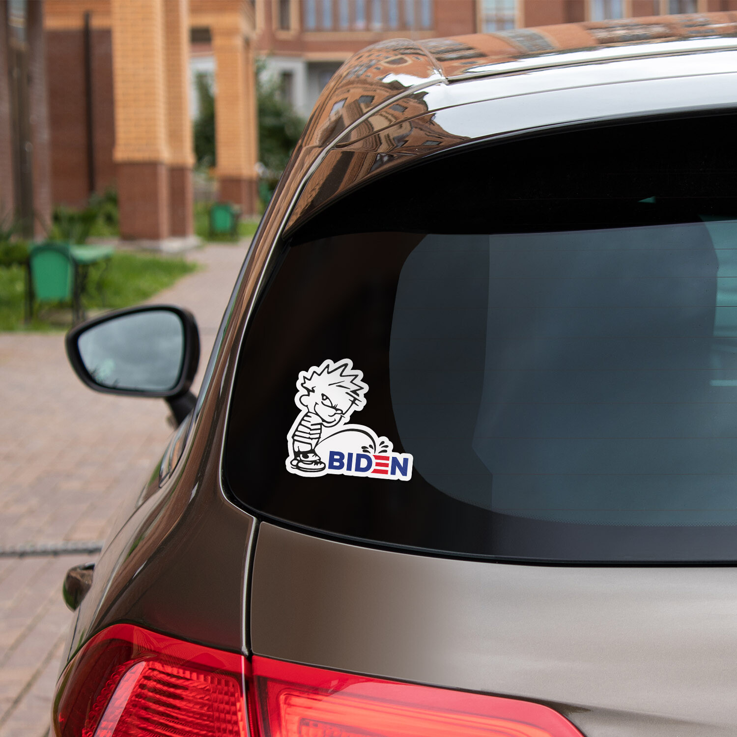 Calvin Peeing On Biden Car Bumper Vinyl Sticker Decal