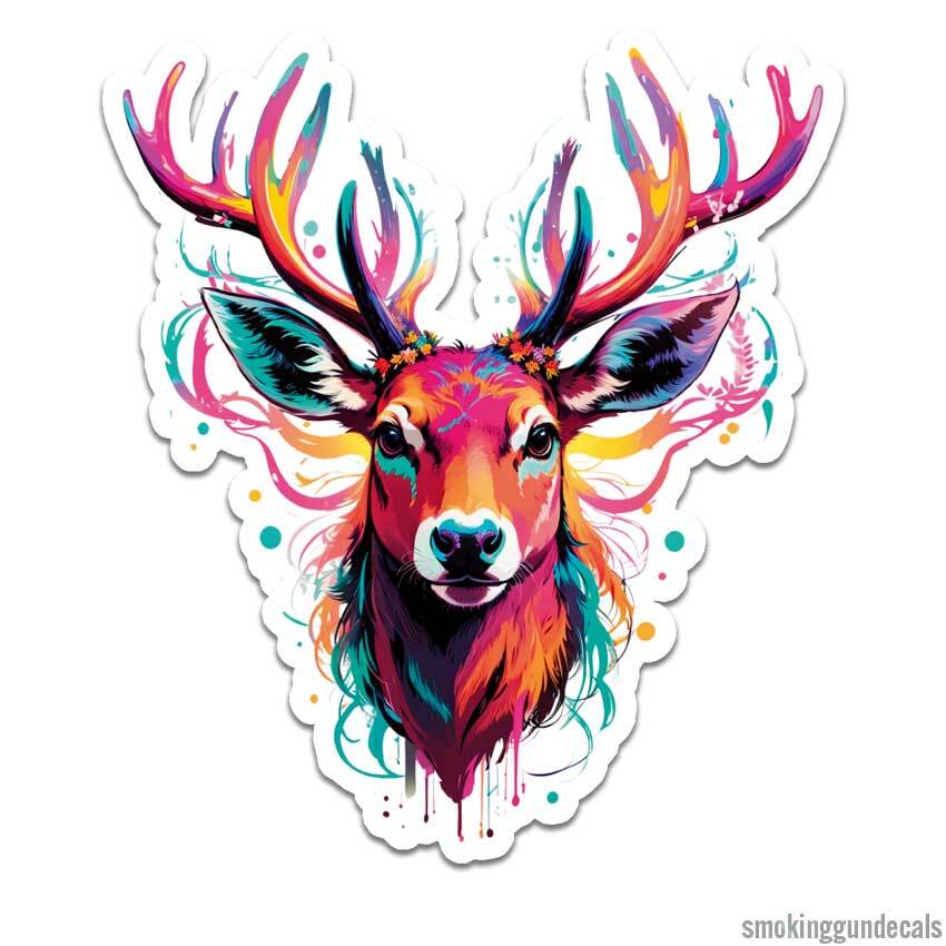 Multi-color Deer Antlers, Vinyl Decal Sticker, Indoor Outdoor, 3 Sizes, #12691