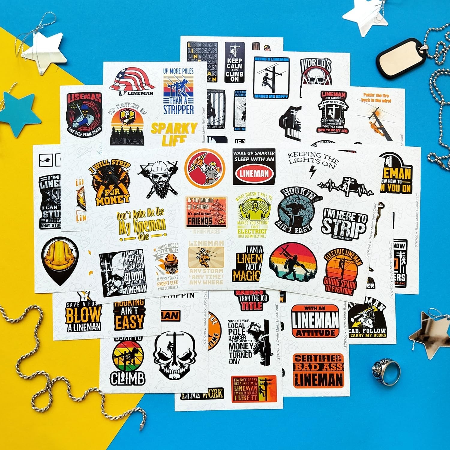 100 Pcs Lineman Stickers for Hard Hats – Durable Construction Decals