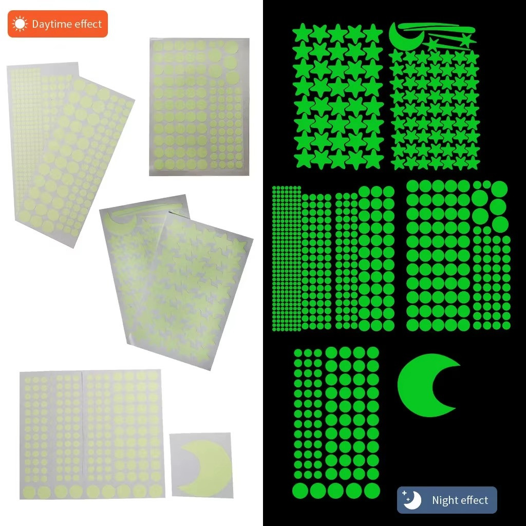 103PCS Glow in the Dark Moon Stars Wall Stickers Kids Bedroom Ceiling