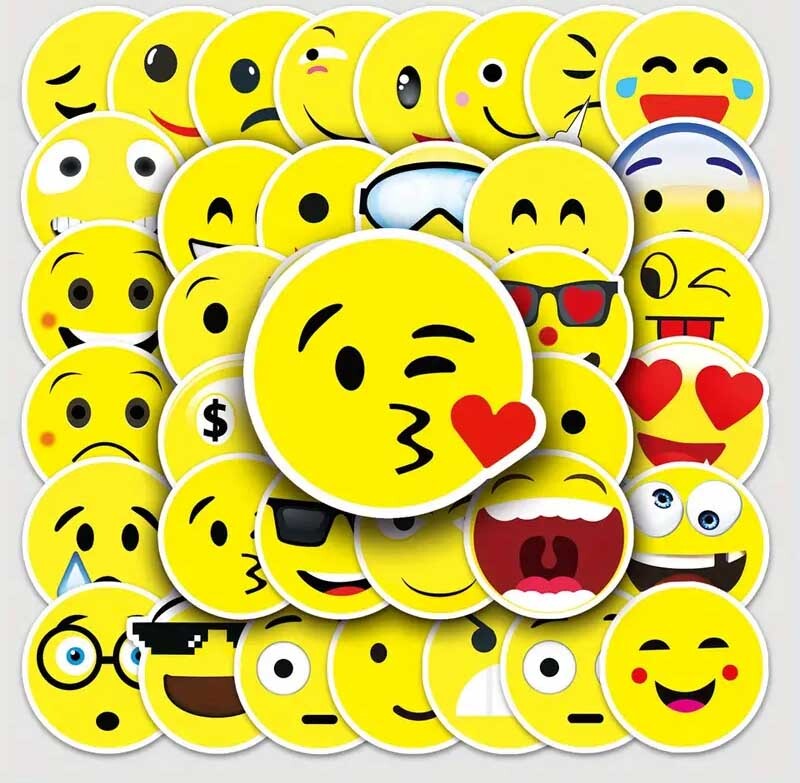 EMOJI Vinyl Stickers ~ HAPPY Sad CRYING Laughing MAD Faces ~ WATERPROOF Decals