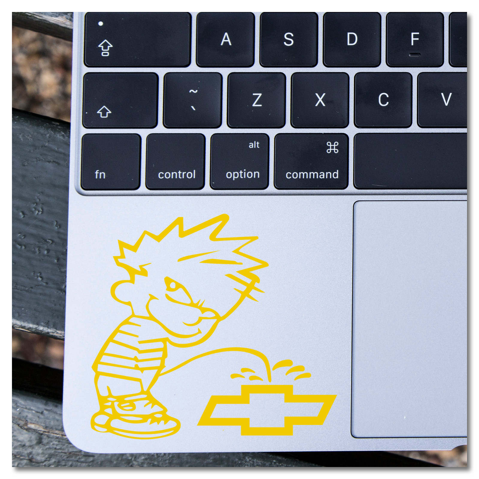 6" Calvin Peeing on Chevy Bowtie Funny Vinyl Decal Sticker