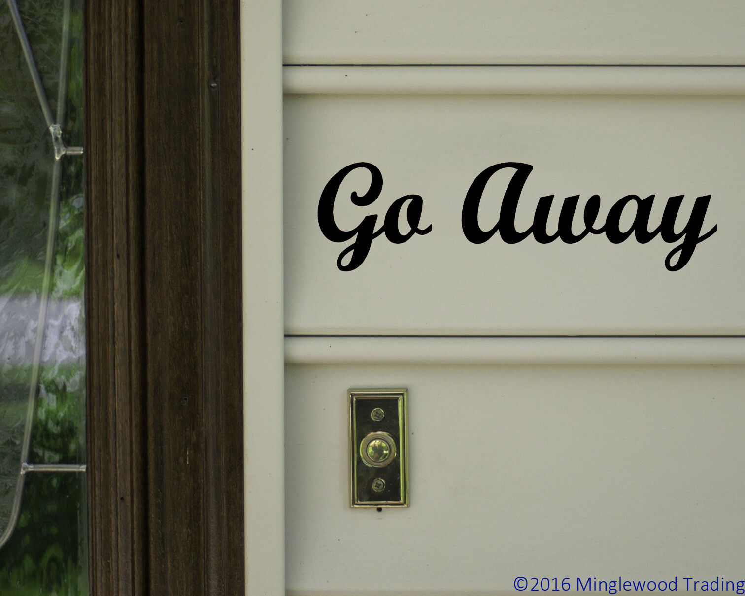 GO AWAY Vinyl Sticker – Door Greeting Home Porch – Die Cut Decal
