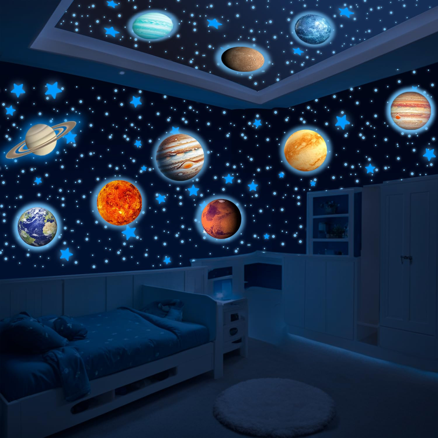 Glow in the Dark Stars and Planets – 534 Pcs Solar System Wall Decals