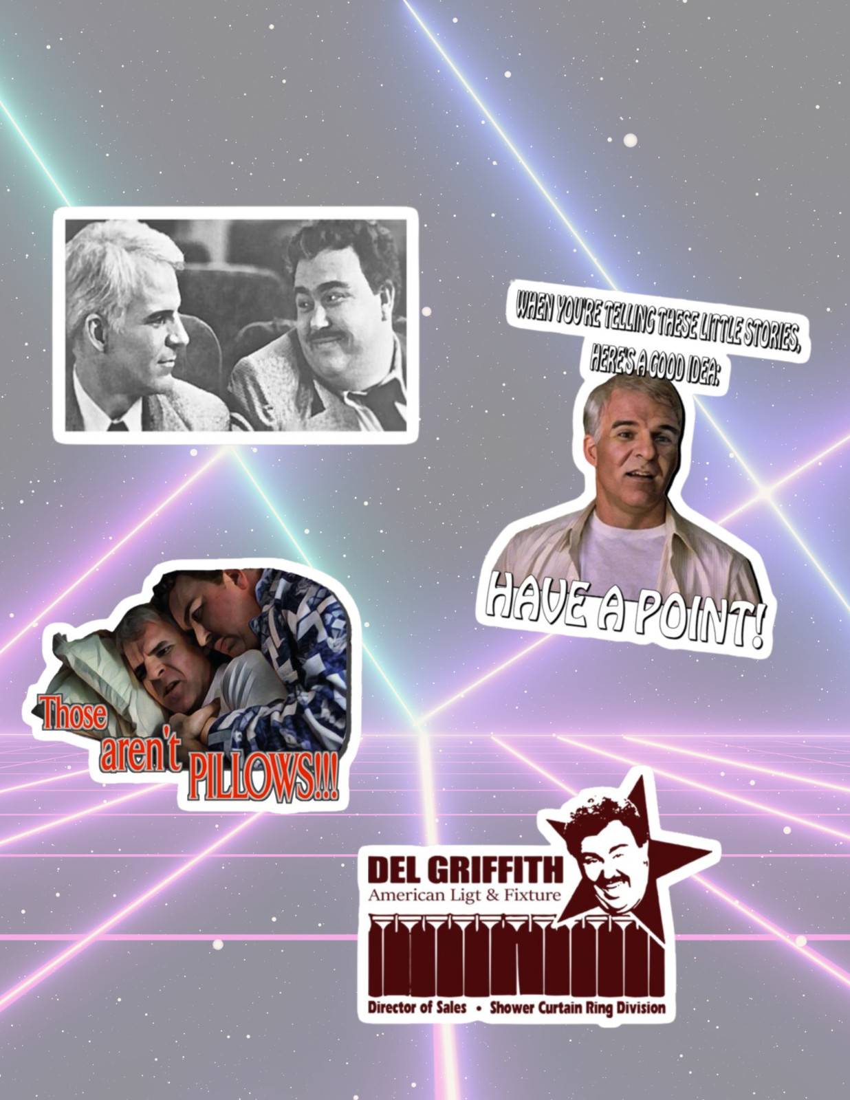 Planes Trains Automobile 80's Movie 4pc Sticker Pack
