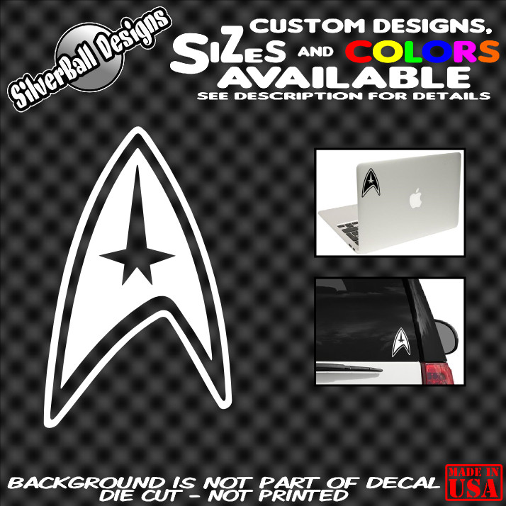 STAR TREK Federation Custom Vinyl sticker Laptop Car Truck Window Bumper spock