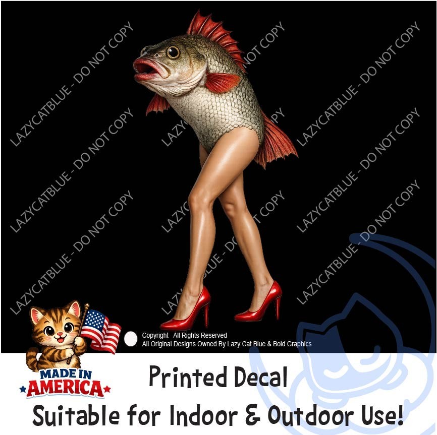 Reverse Mermaid Decal Sticker Backwards Fish Body Woman Legs Oddities Steampunk