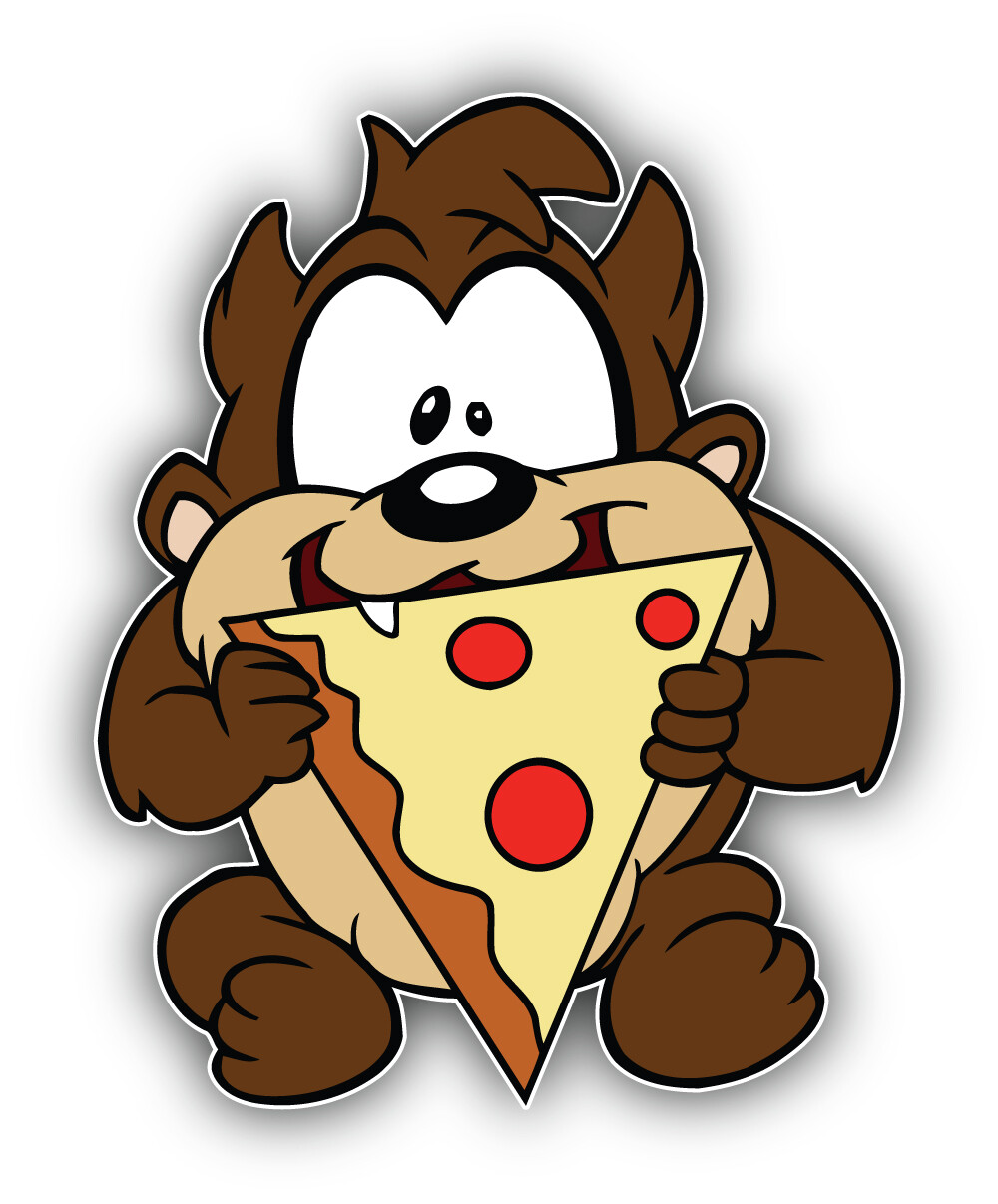 Looney Tunes Cartoon Tasmanian Devil Pizza Sticker Bumper Decal – "SIZES"