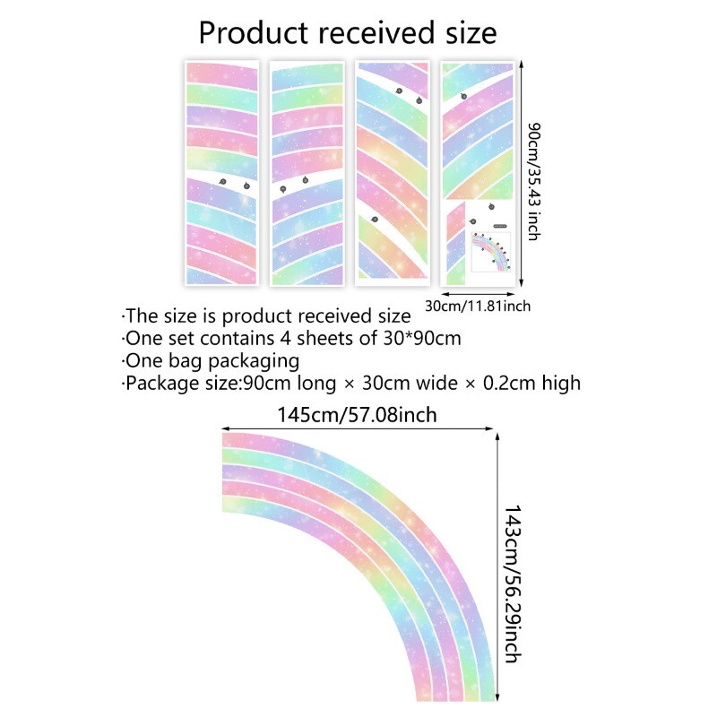 Self-adhesive Large Wall Stickers Decals Clings Rainbow Living Room Home Decor