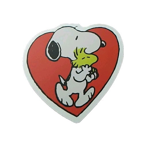 Heart Shaped Snoopy And Woodstock Sticker