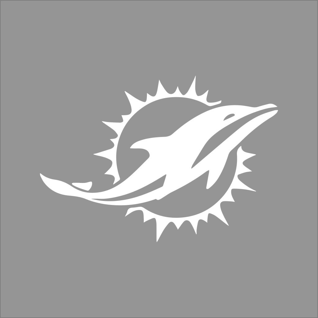 Miami Dolphins #2 NFL Team Logo 1 Color Vinyl Decal Sticker Window Car Wall