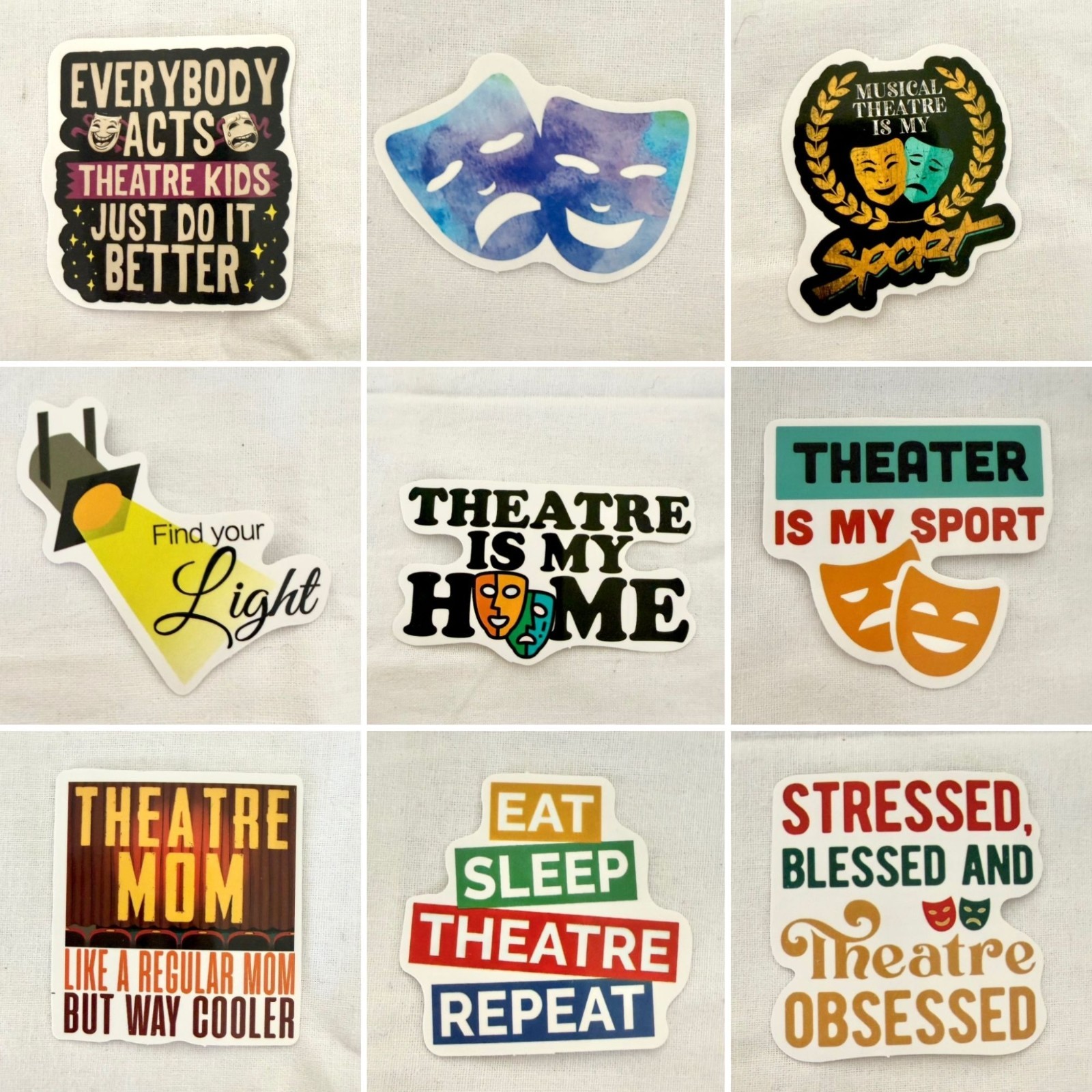 Comedy and Tragedy Masks Vinyl Sticker Theater Drama Waterproof Performers No11