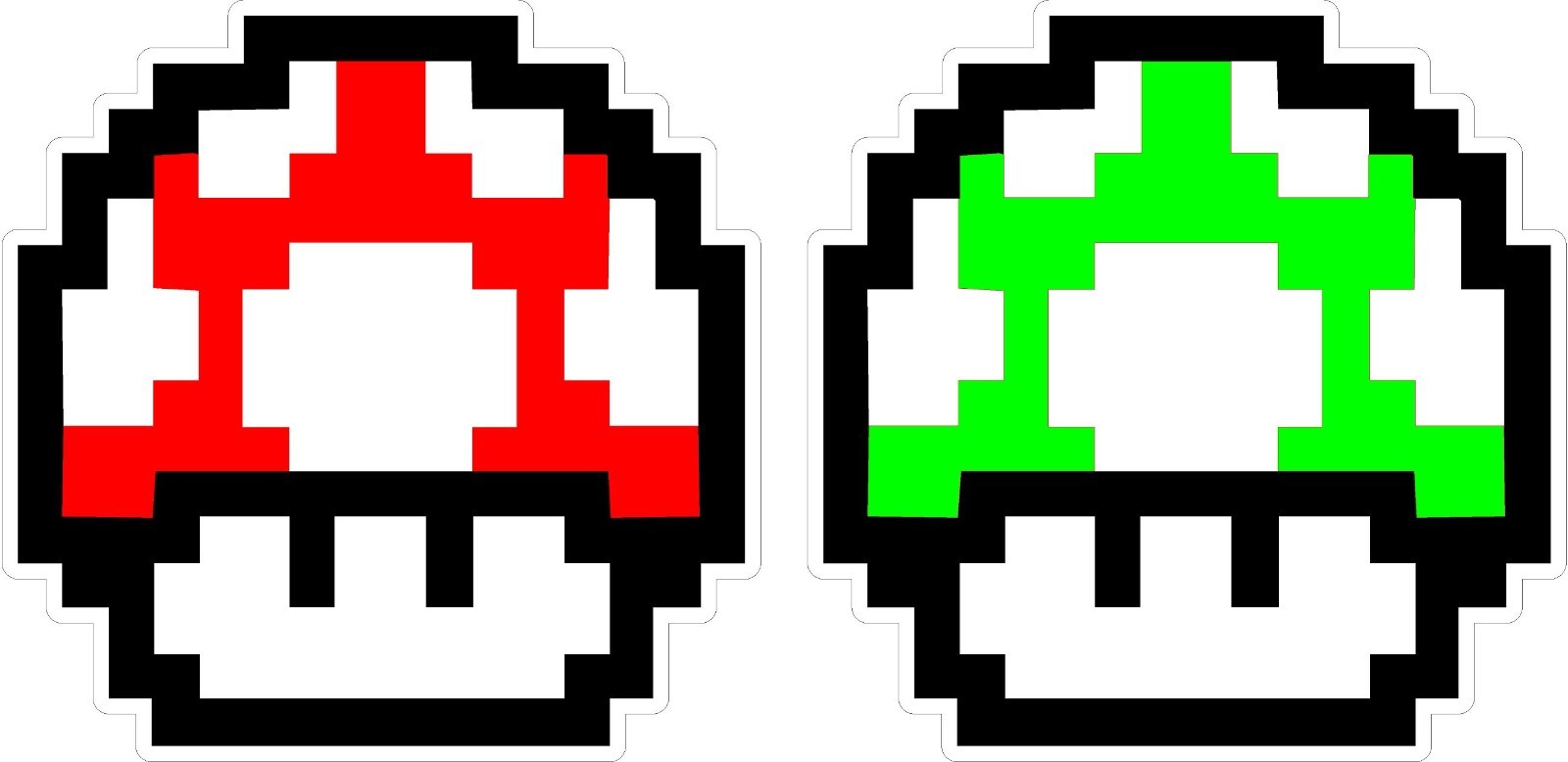 Nintendo NES 8-bit Super Mario Bros. Mushroom 1up 4" Vinyl Decals Sticker Emblem
