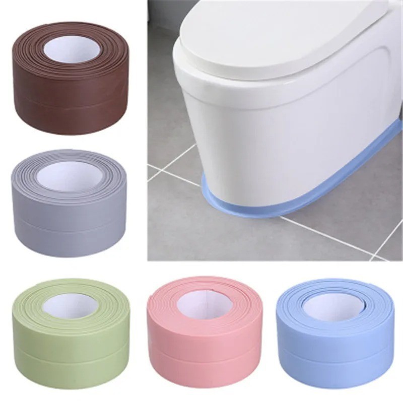 1pc Bathroom Waterproof Wall Stickers Sealing Tapes PVC Adhesive Sealing Strips