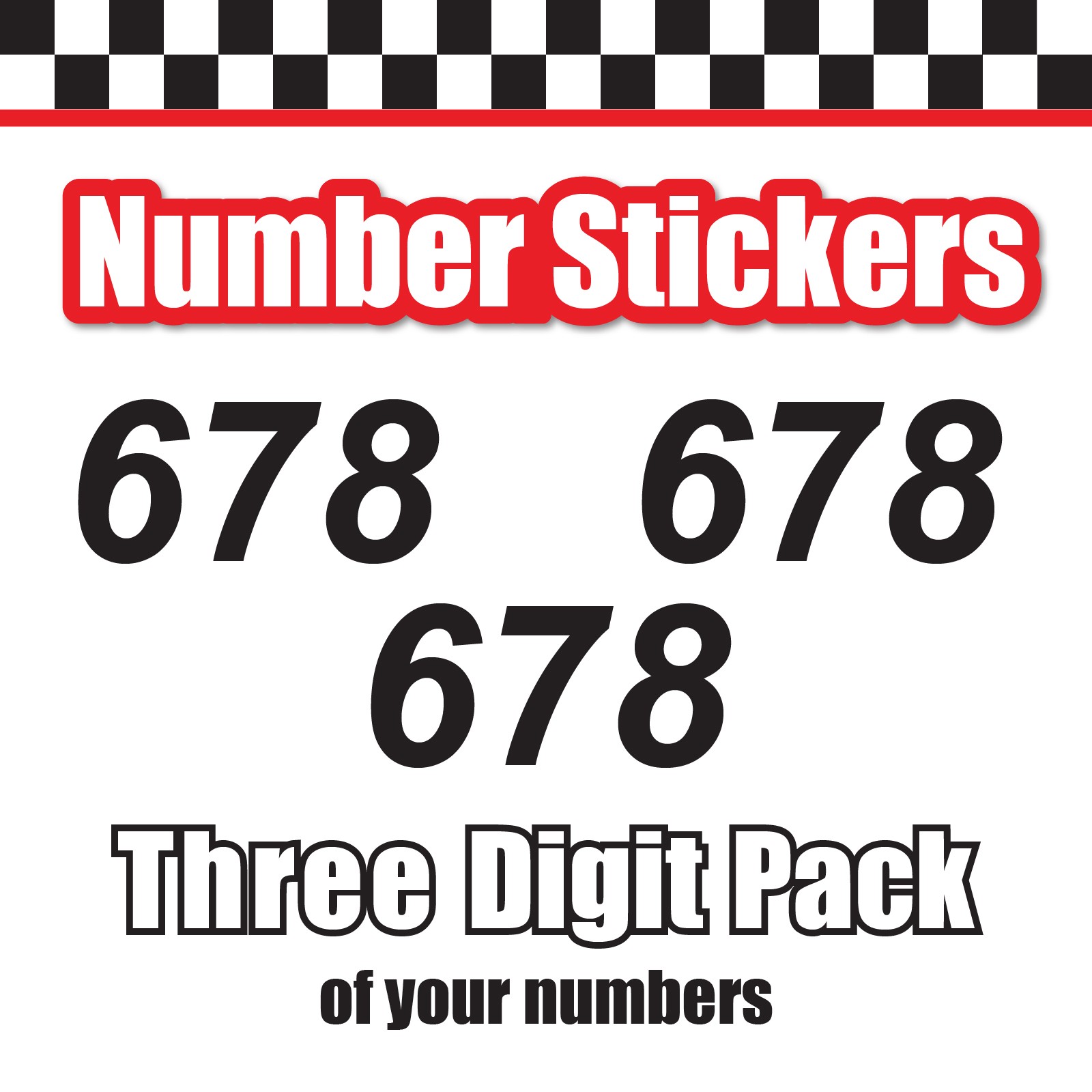 3x 3 Digit Custom Single Number Stickers Decal Locker Door Mailbox Arial Italic