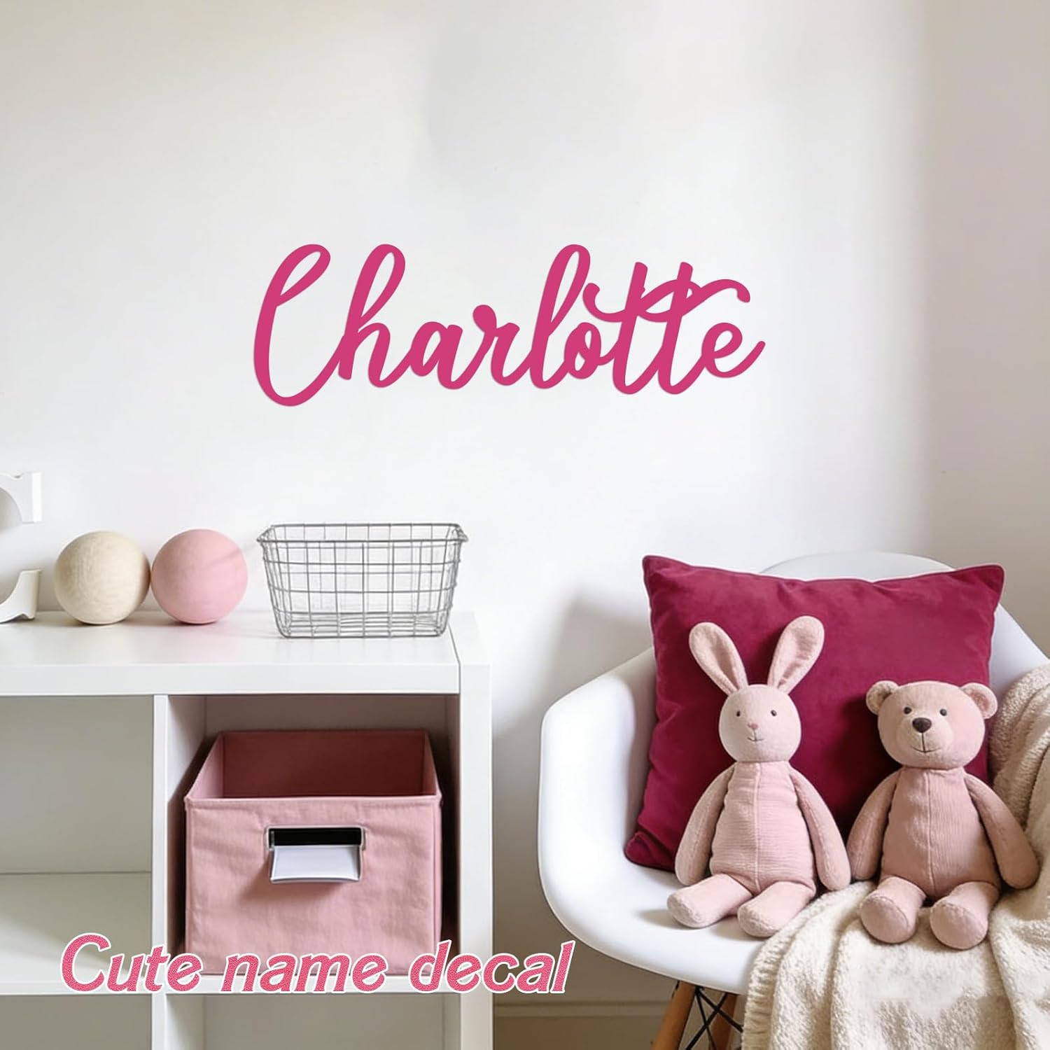 Personalized Name Wall Decal Large Cursive Letter Stickers Alphabet Custom Name
