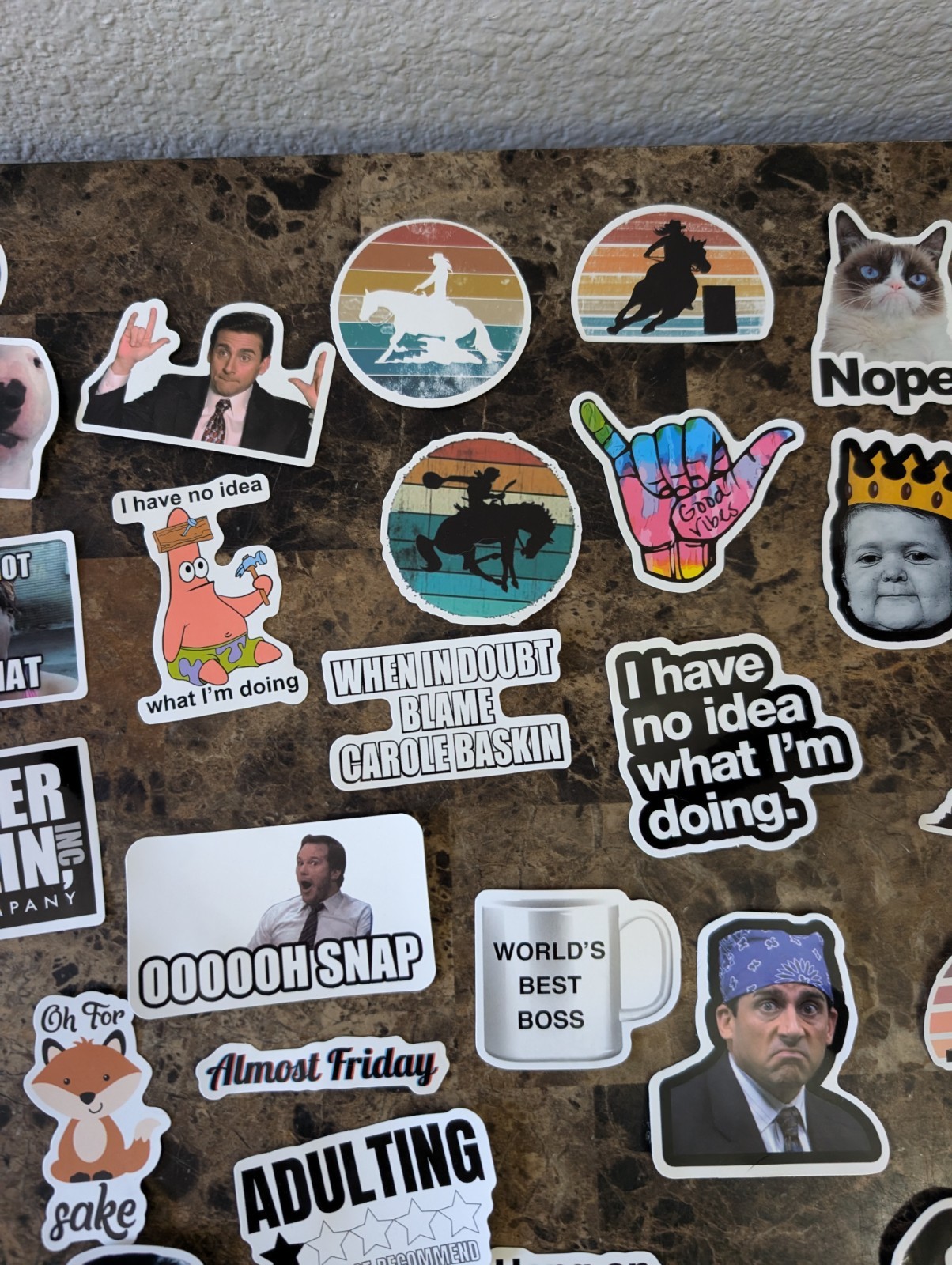 Lot Of Miscellaneous Stickers Western, Memes, Horses, The Office, Yeti, Etc