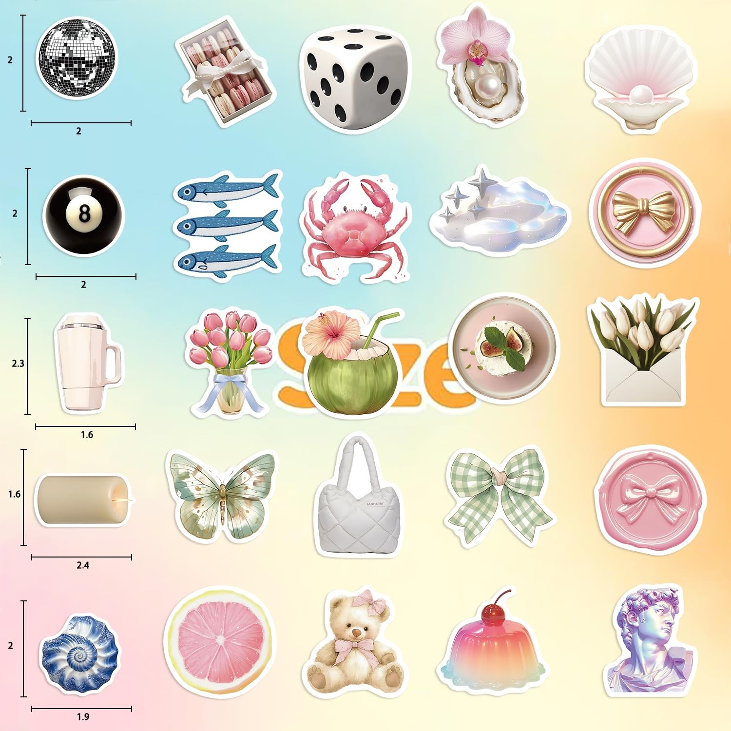 110PCS Aesthetic Sticker Clean Girl Stickers for Pink and Blue