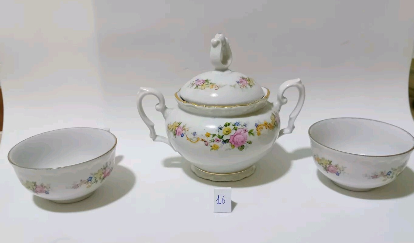 Vintage ☆ Sugar Bowl Set And 2 Ceramic Cups Cm 11 X 4.5 X 2