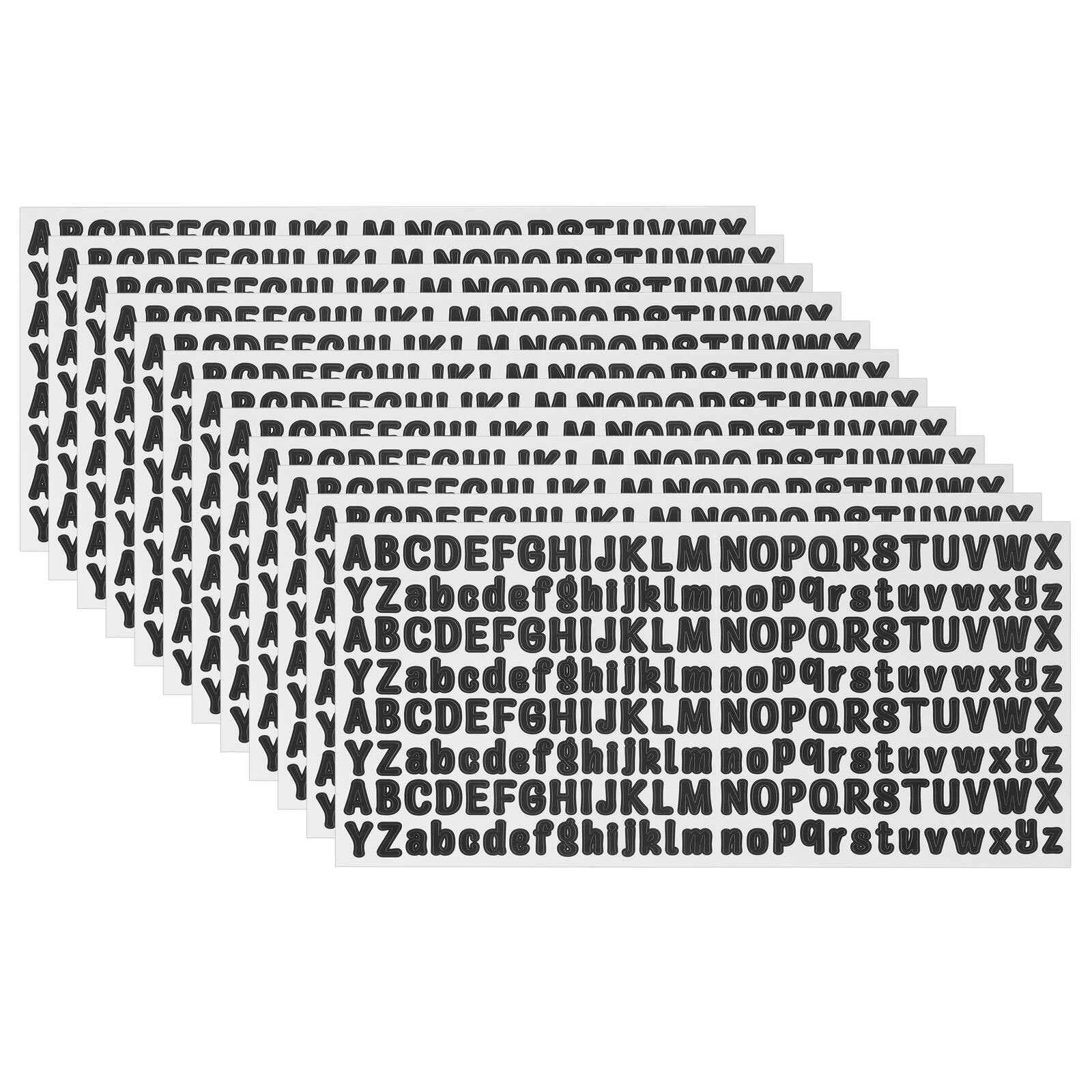 12 Sheets Letter Stickers, 2500Pcs 1/2" Vinyl Letters, Black