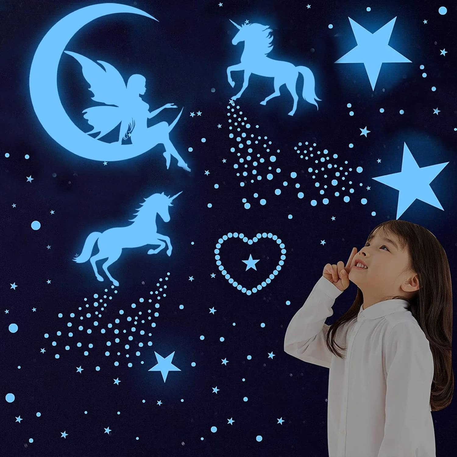 Glow in The Dark Stars for 915 Count (Pack of 1), 915 Pcs Sky Blue