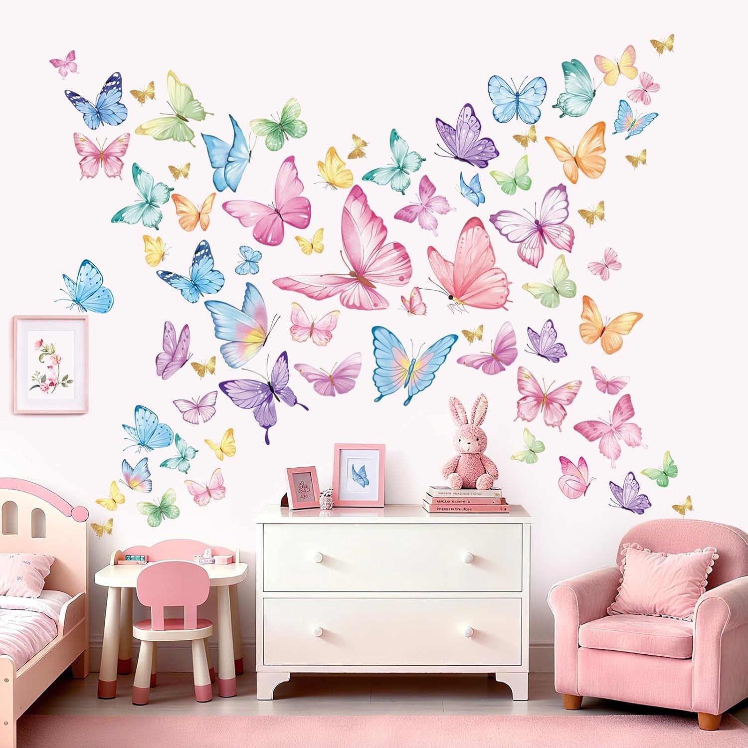 Watercolor Butterfly Wall Stickers Large Colorful Butterflies Peel and Stick …