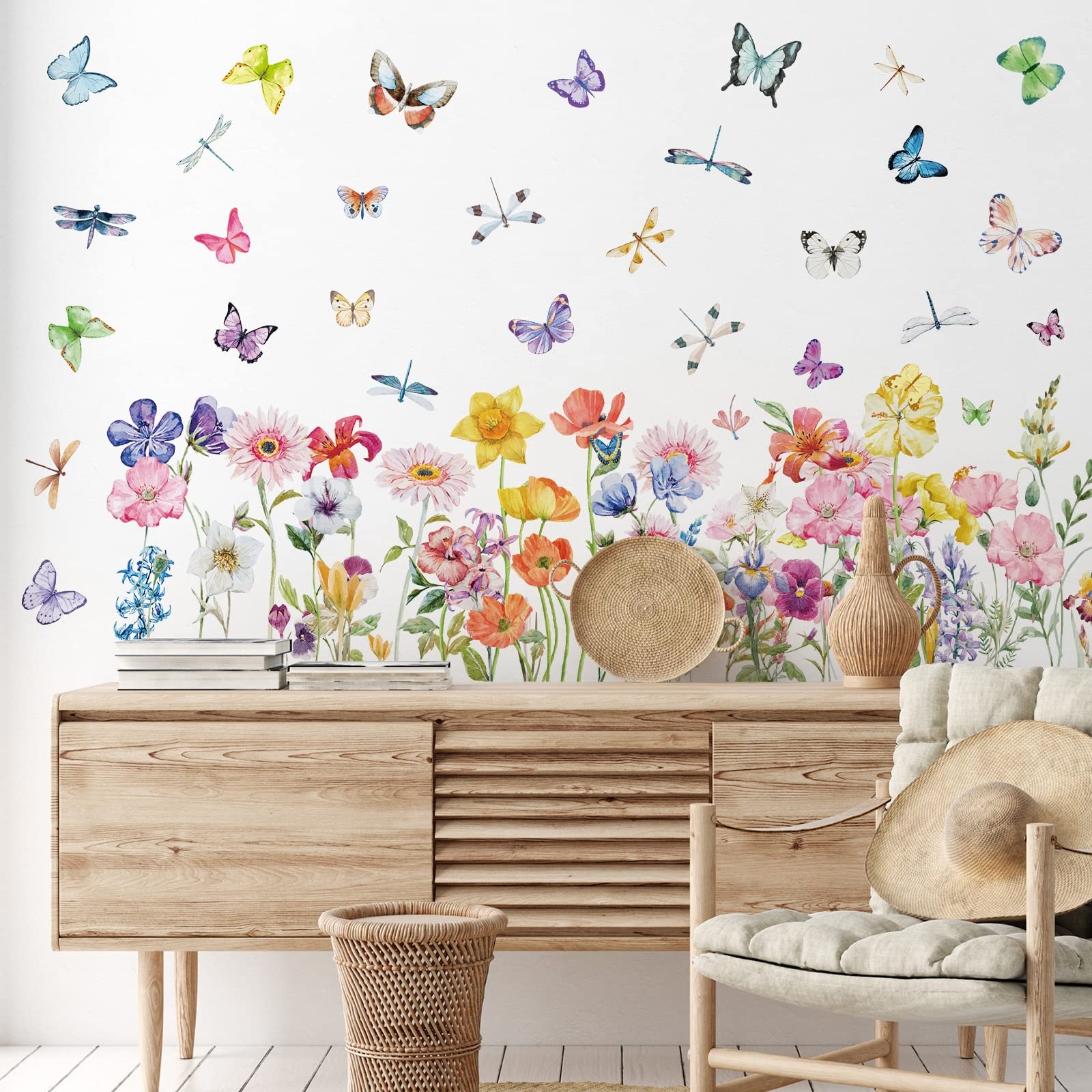 Zonon 6 Pcs Flowers Wall Decals Stickers Vinyl As Shown in the Picture