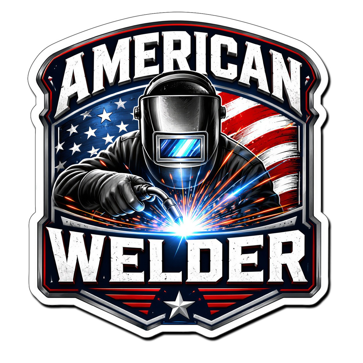 American Welder Sticker 3in Vinyl Decal Patriotic Welding Toolbox Truck USA Flag