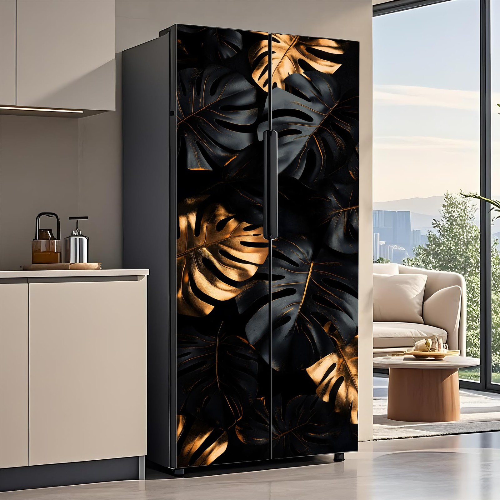 AOHMPT Self-Adhesive Refrigerator Wrap Set – Removable Vinyl Fridge Stickers,…
