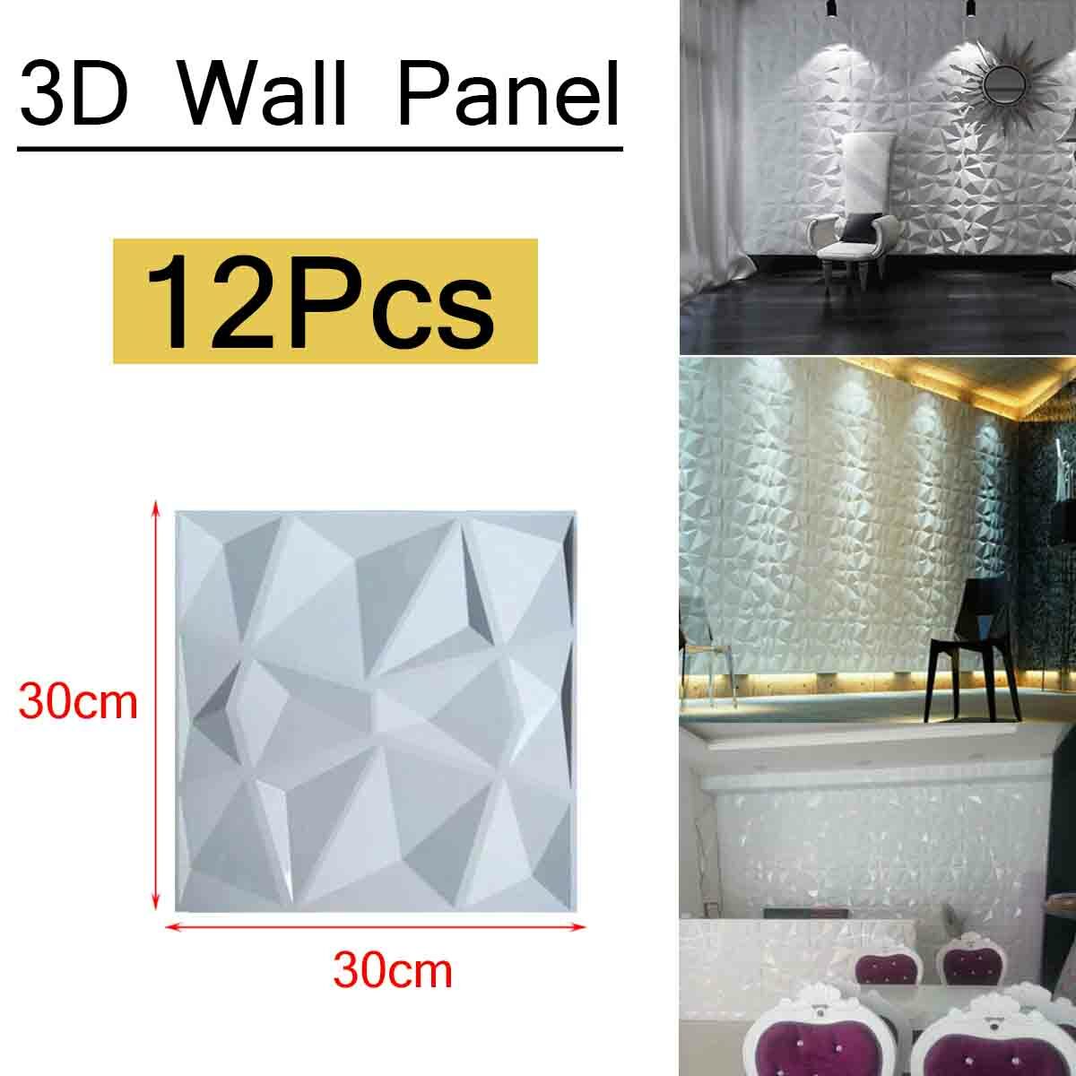 12x 3D Wall Panels PVC Geometric Brick Art Design DIY 11.8'x11.8' Wallpaper Kit
