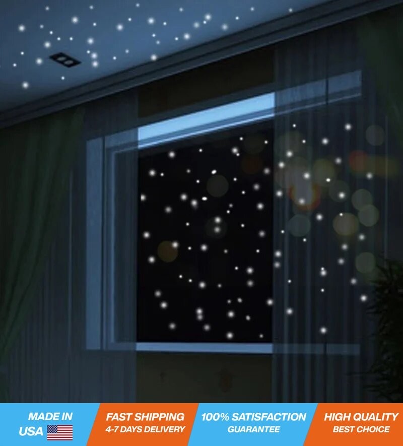 407PC Luminous Glow in Dark Star Stickers Vinyl Wall Decor Kids Room + 2PC Set