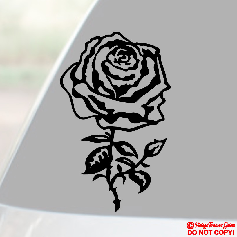 ROSE STICKER FOR CAR WINDOW TRUCK REAR BUMPER WALL FLOWER VINYL DECAL JDM LOVE