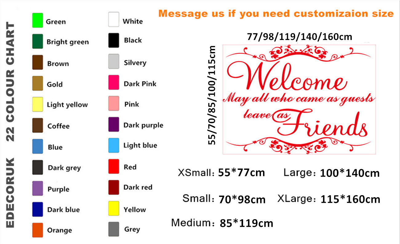 Hand Carving WELCOME FRIENDS Words Quote Wall ART Sticker Decor UK RUI173