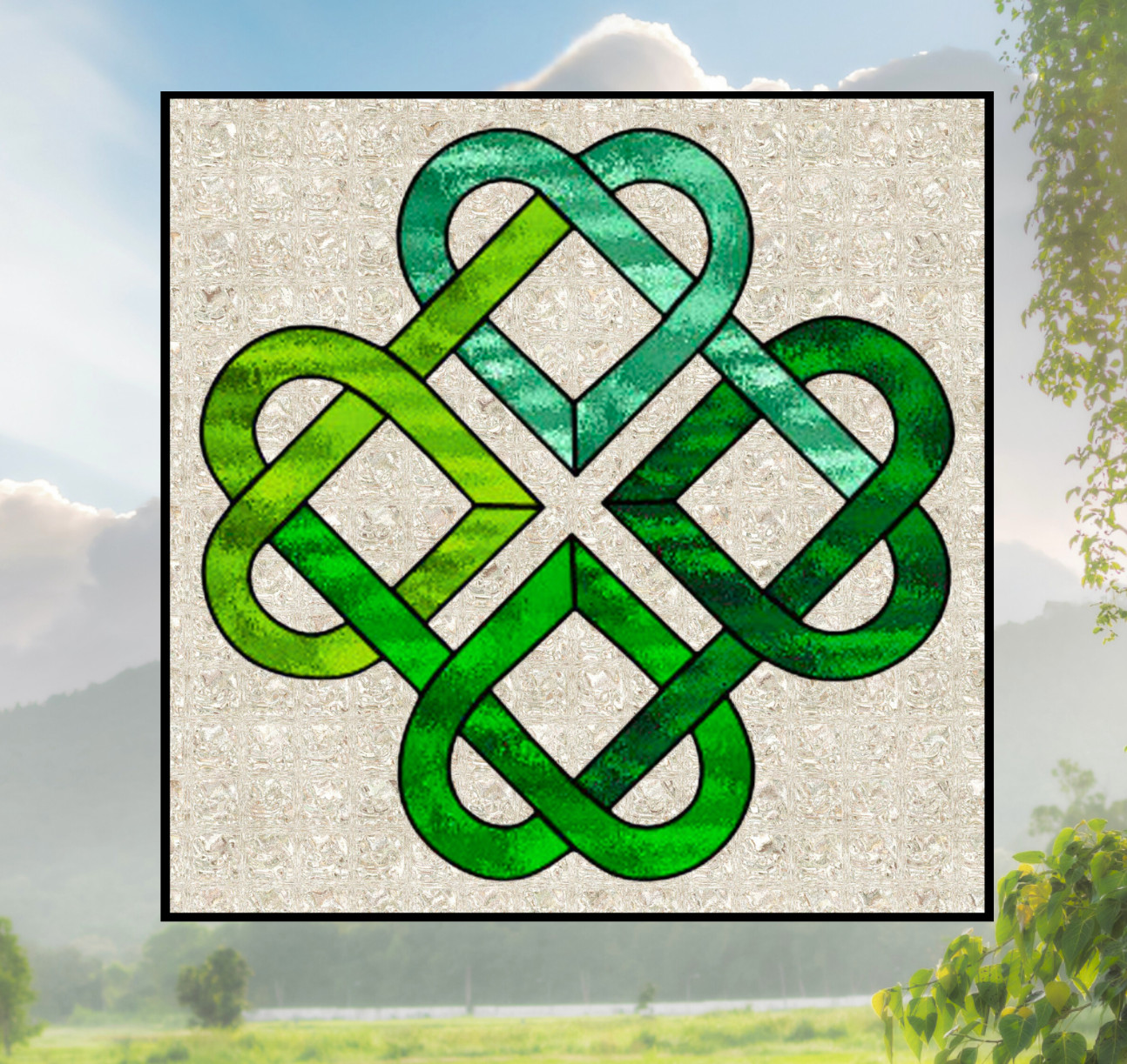 Celtic Knots Faux Stained-Glass WINDOW CLING Size 8" Vinyl