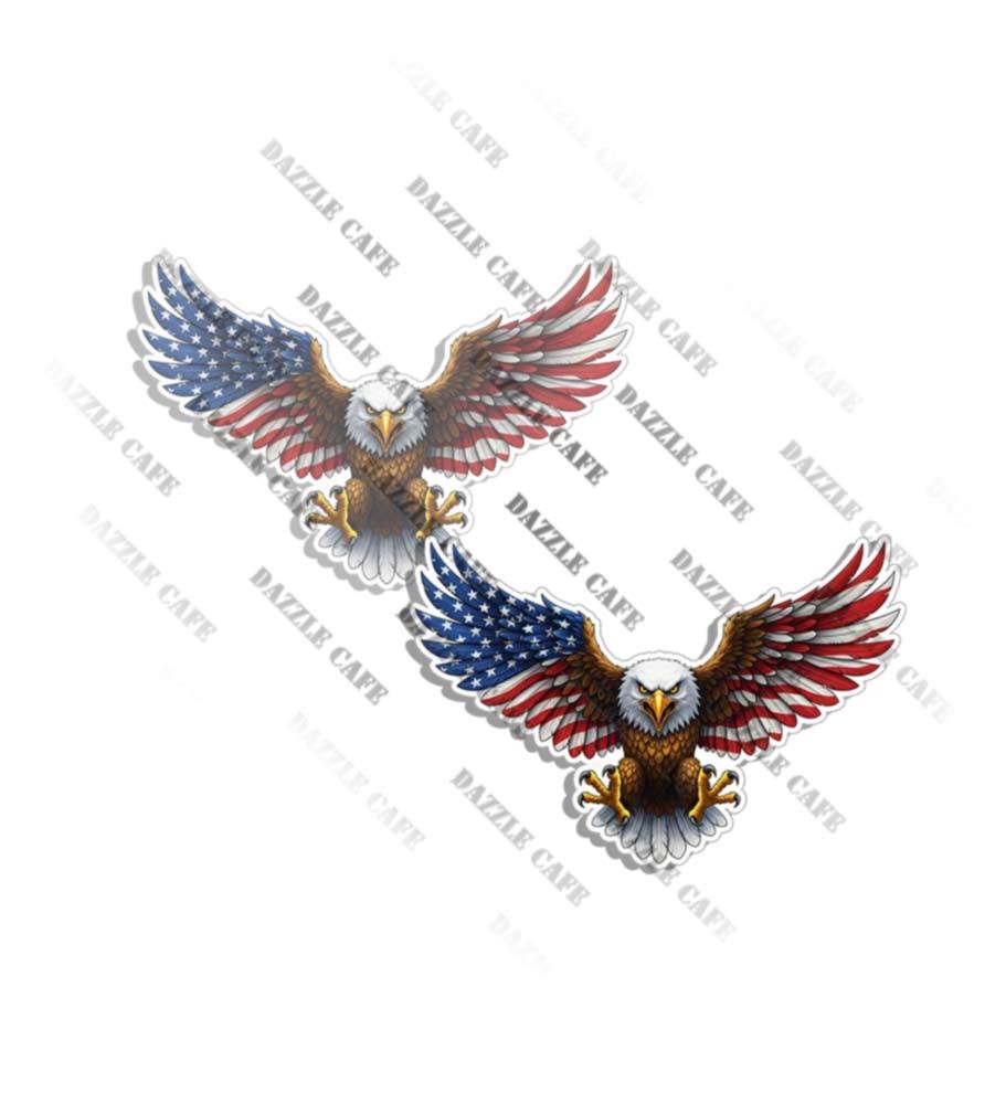 American Eagle Sticker Wide Wings PATRIOTIC Decals Made in USA 2 PACK