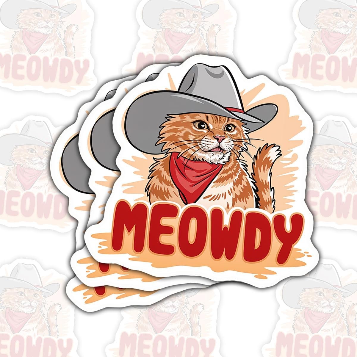 (3Pcs) Meowdy Cowboy Cat Sticker, Cars Trucks Windows Bumpers for Windows, Cars,