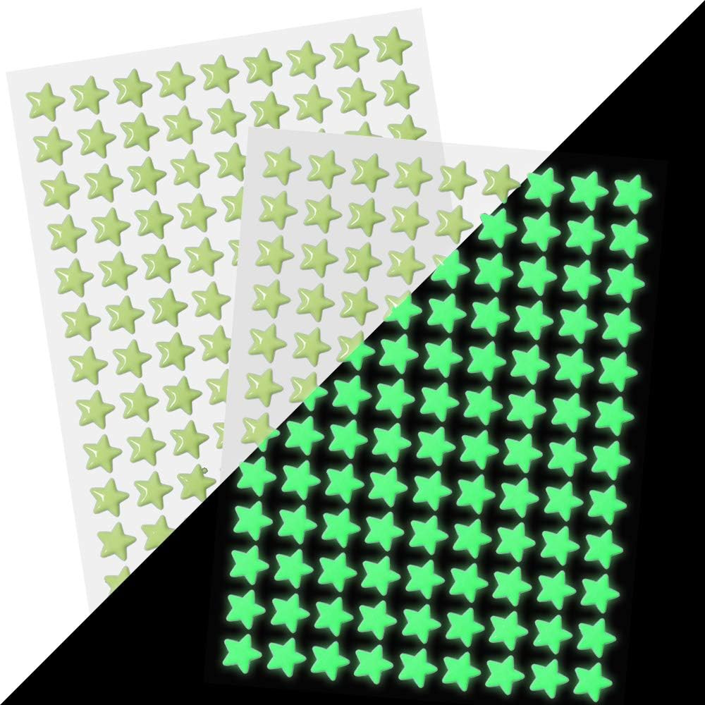 3D Domed Glow in the Dark Dots Wall or Ceiling Stickers, 168 Pcs