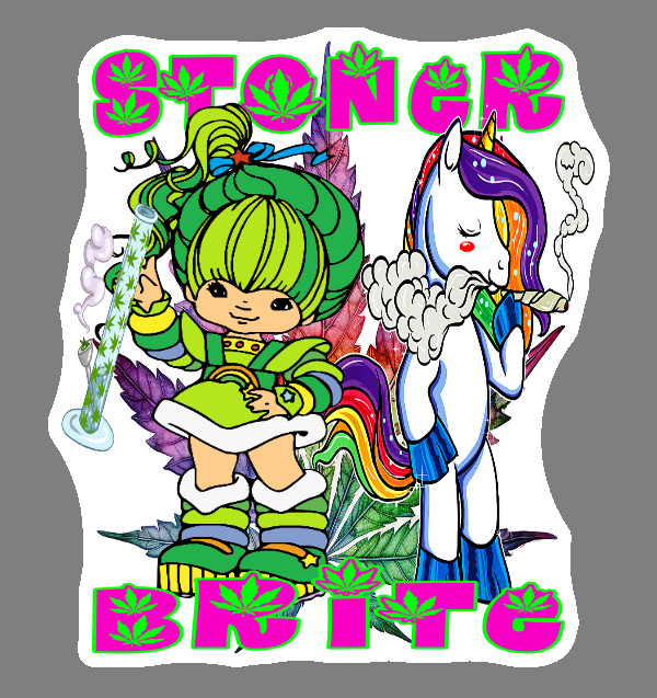 Stoner Brite Weed Cartoon Vinyl Sticker Stoner Weatherproof Marijuana Laptop 420