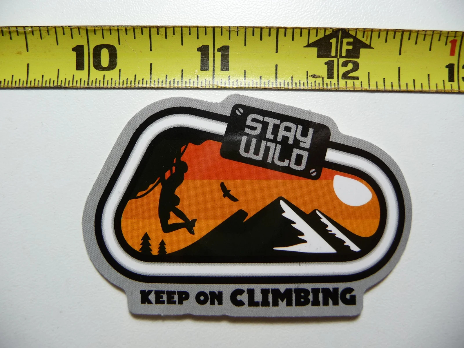 CARABINER STAY WILD MOUNTAIN CLIMBING SMALL STICKER DECAL HIKING CAMPING WOODS
