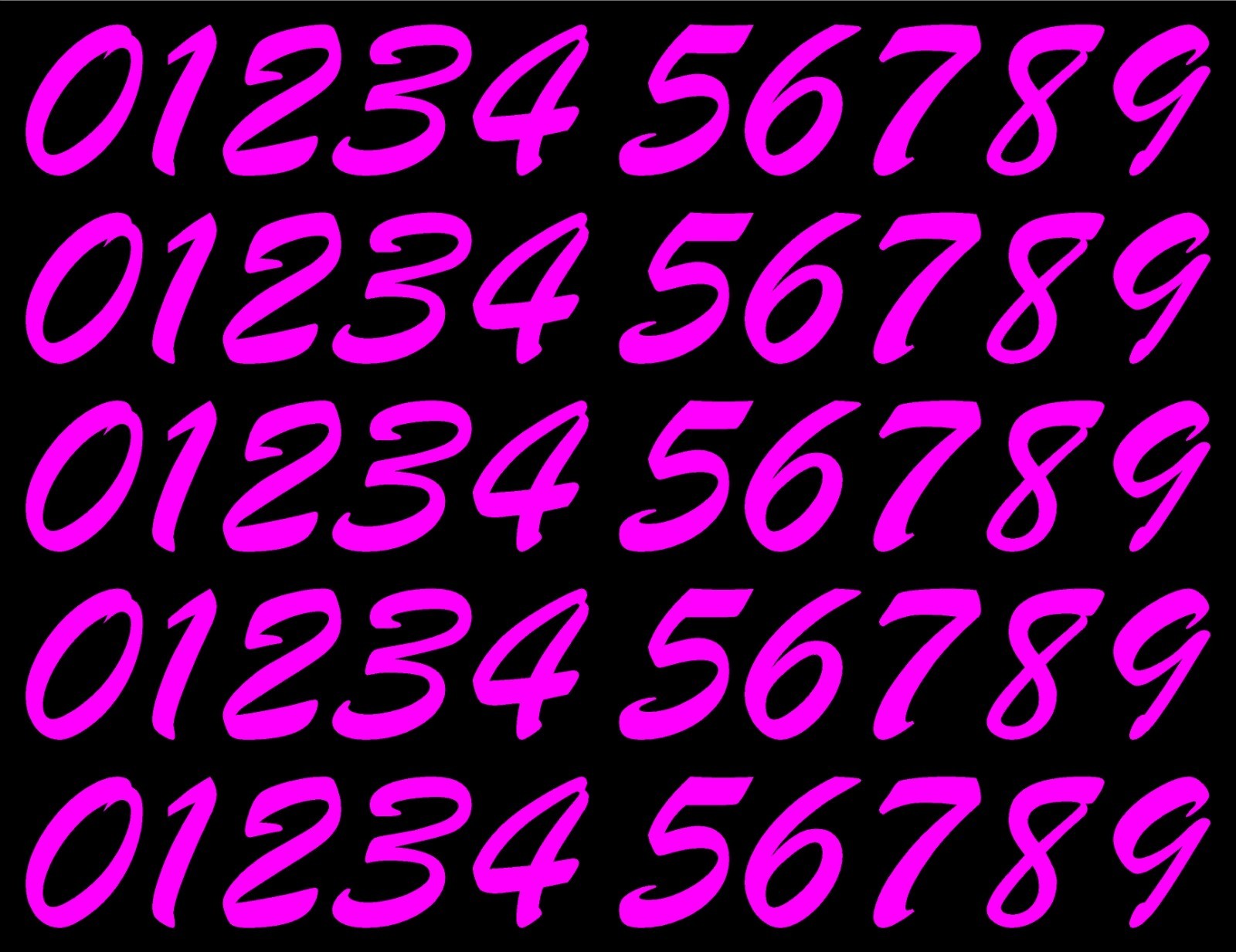 0 1 2 3 Numbers Script Die Cut Vinyl Decals Waterproof Many Colors and Sizes