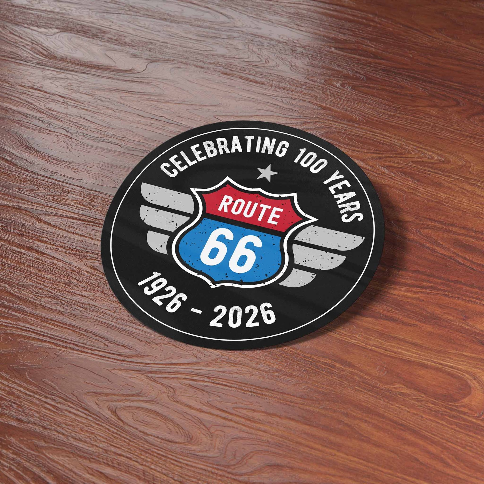 100th Anniversary Route 66 Sticker – Black Circle