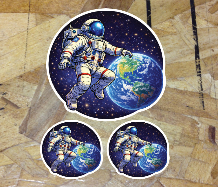 Astronaut Outer Space Travel Earth Moon Sticker Decal Weatherproof Vinyl 3 for 1