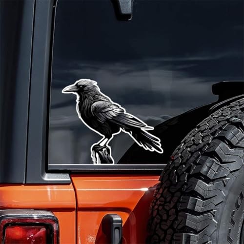 2pcs Black Crow Car Stickers, 5.12"x4.33", Waterproof Vinyl Decal, Exterior