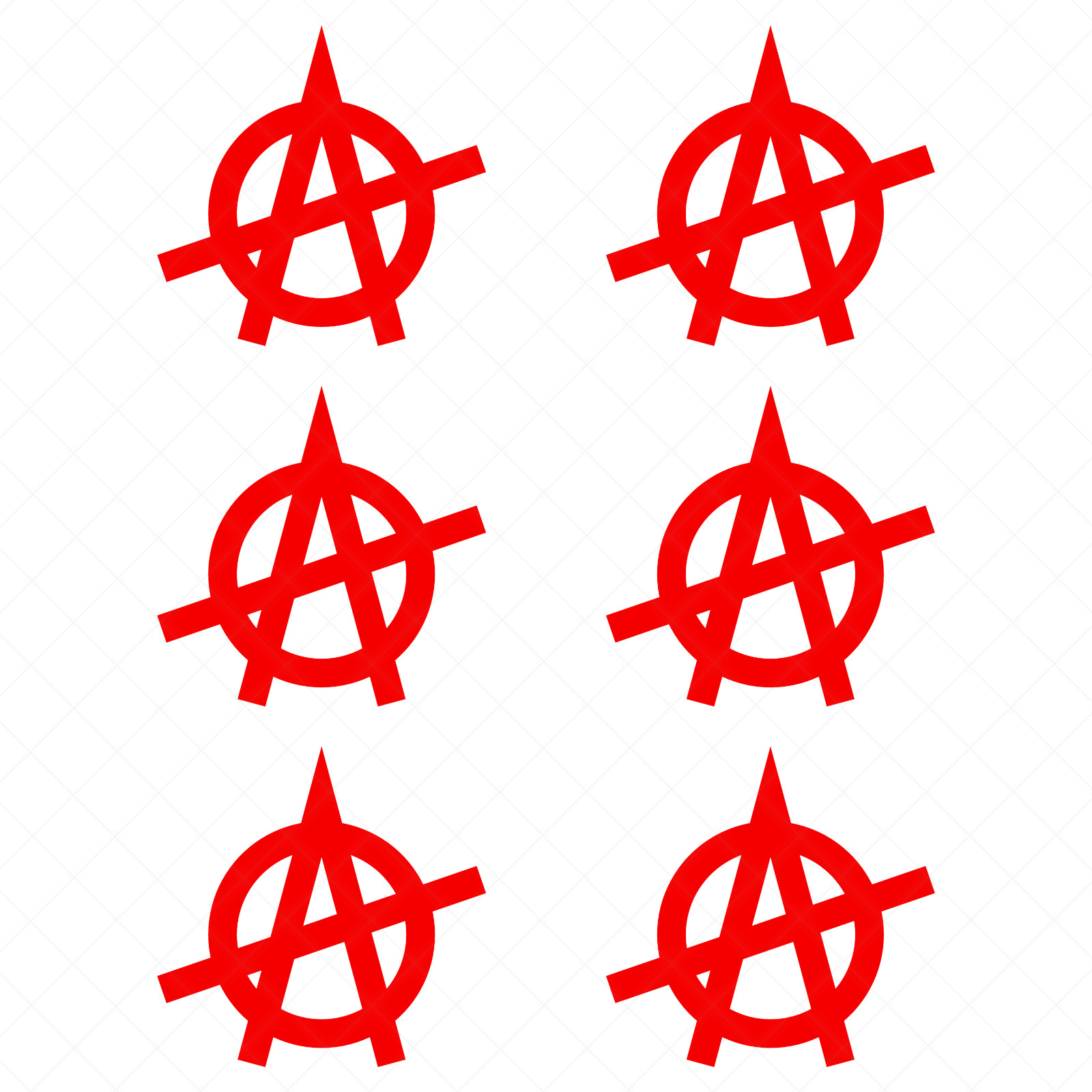 Set of 6 – Anarchy Symbol Vinyl Decals Gun Case Phone Helmet Bike Stickers