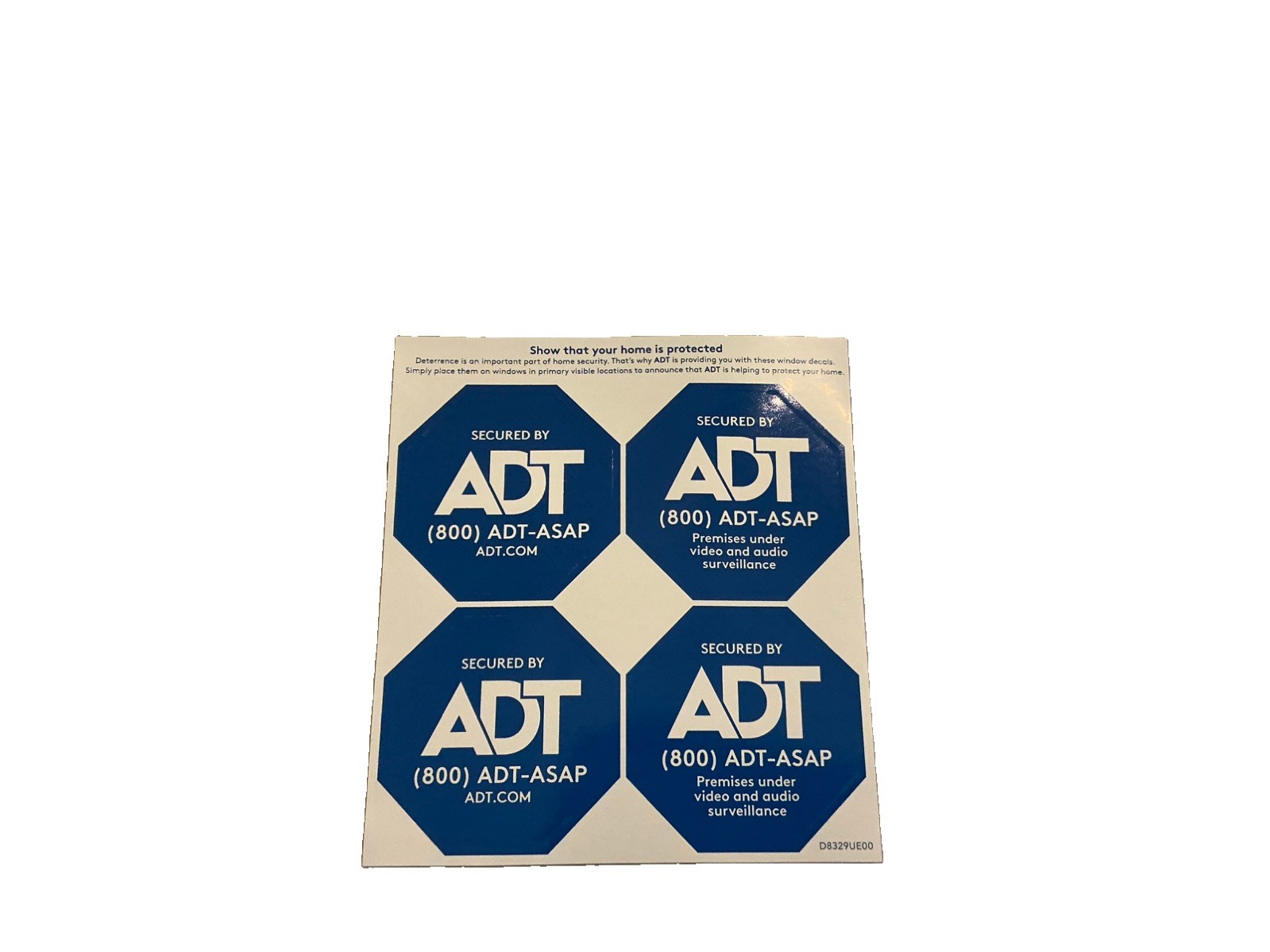 A D T 4 Count / 1 Sheet Security Alarm Window Stickers/Decals