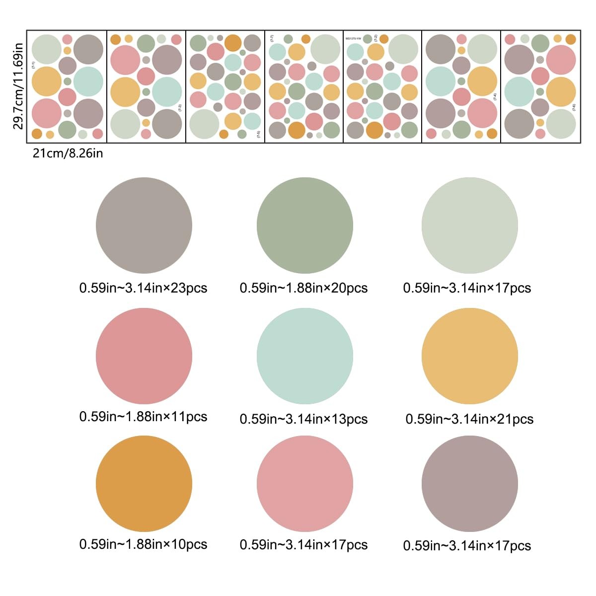 178 Pcs Bohemian Wall Decal with Polka Dots & Rainbows – Neutral Nursery Deco…