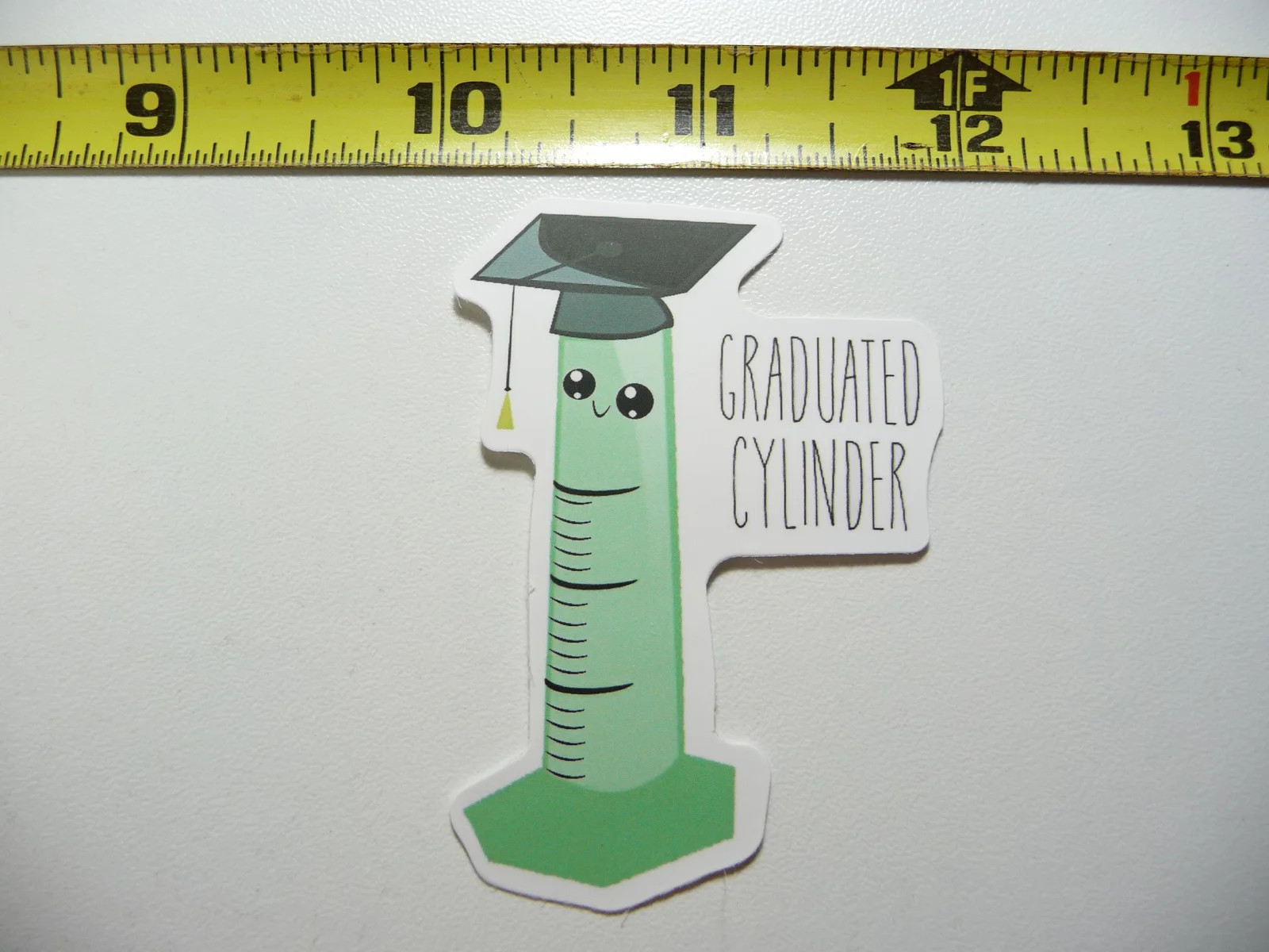 FUNNY GRADUATED CYLINDER DRAWING SMALL STICKER DECAL SCHOOL COLLEGE TEACHING