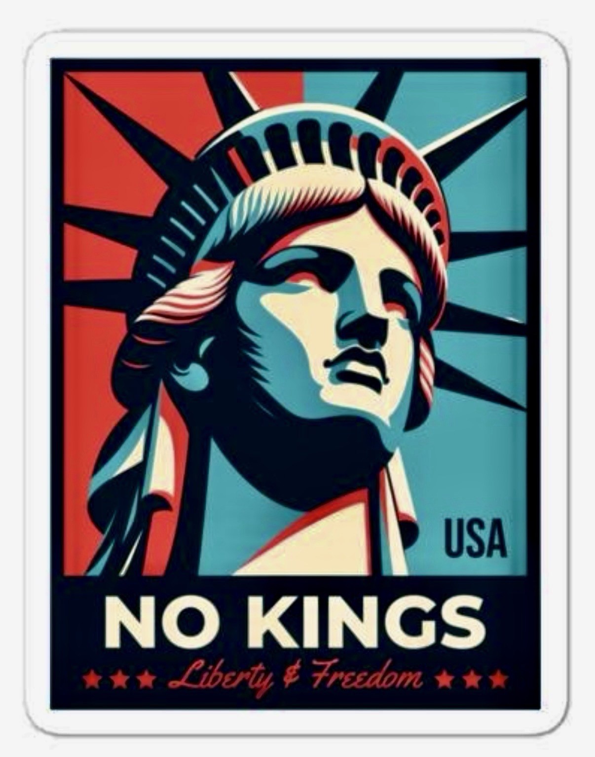 NO KINGS Vinyl Sticker 4.5 x 3.5 Inch🔥USA🔥DIE CUT🔥LADY LIBERTY