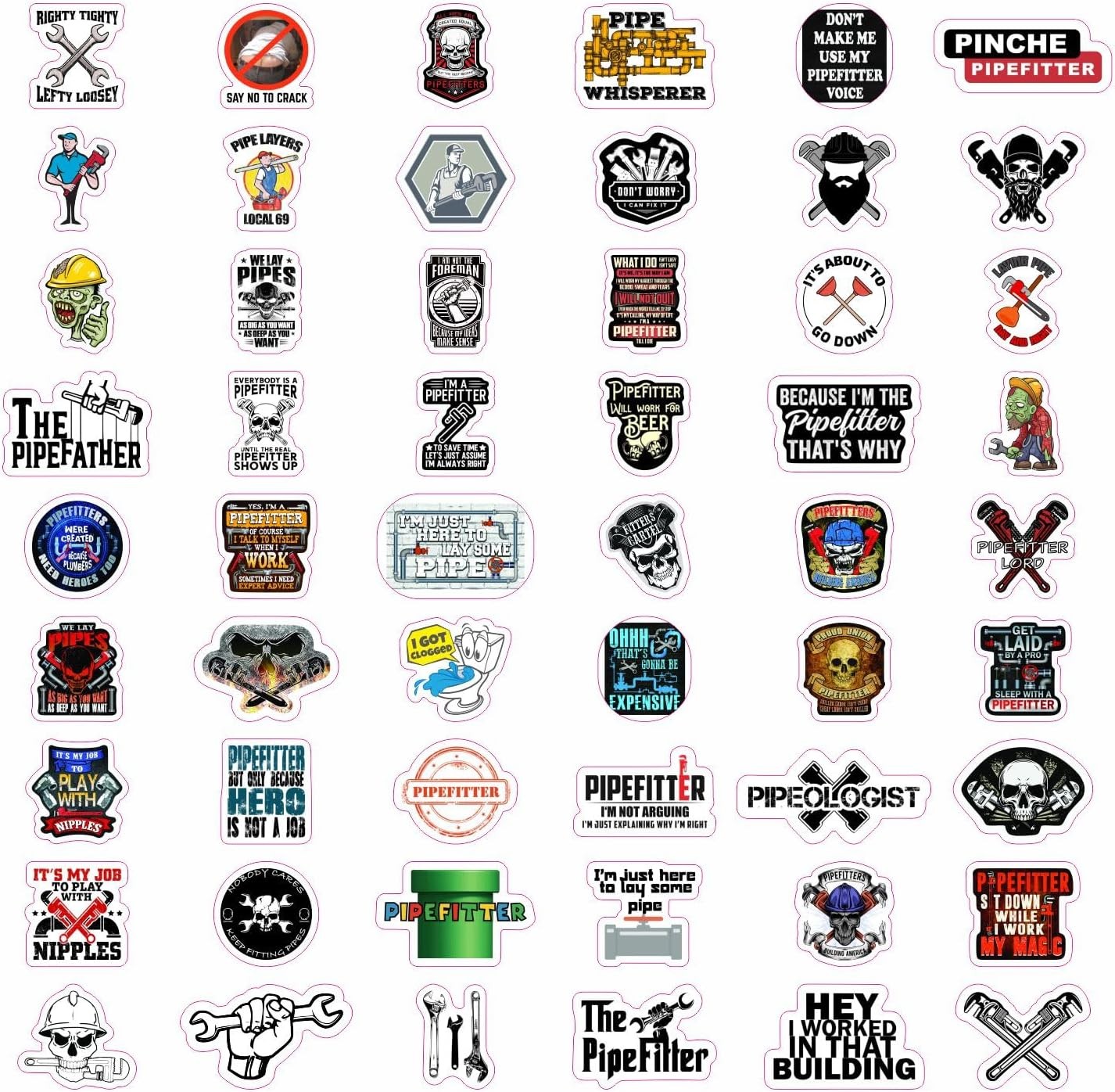 BulbaCraft 100Pcs Funny Pipefitter Stickers for Hard Hat, Hardhat…